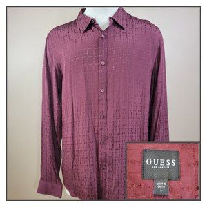 GUESS Rock It Check Long Sleeve Button Up Shirt Size Large Slim Fit m83h69rasa0